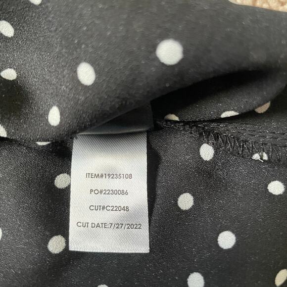 Torrid Polka Dot Button Up Blouse Ruffle Neck Long Sleeve Black & White - Picture 7 of 7